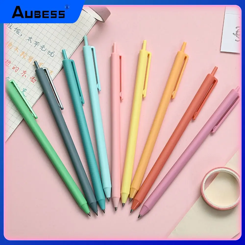 

Plastic Pen Set Take Notes Student Simple Simple Colored Pen Morandi Press Candy Color Pen 15.7×0.8mm Hand Account Pen 9-color