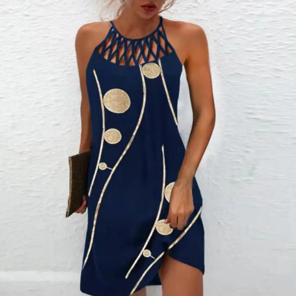 

Stylish Mini Dress Leopard Summer Women Dress Loose-fitting Printed Mini Dress