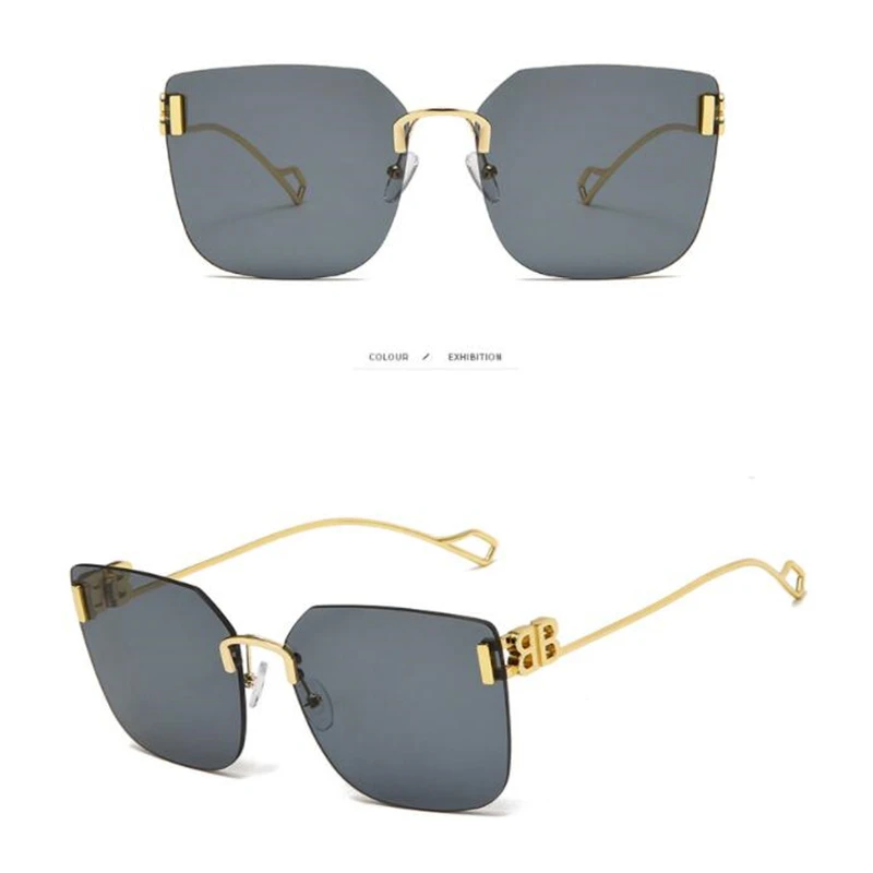 

Солнцезащитные очки Квадратные без оправы для мужчин и женщин UV400, роскошные брендовые дизайнерские модные солнечные очки с красными линзами, лето