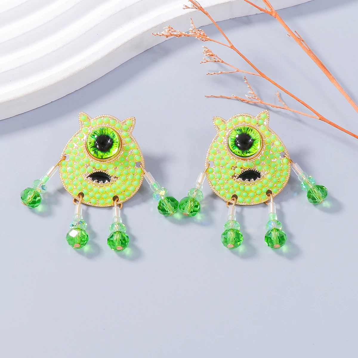 Новинка 2024 модные бусины ручной работы серьги в виде инопланетянина и монстра