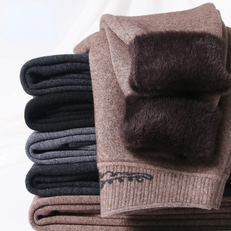 

High Waist Leggings Women Warm Thermal Pants Men Wool Thickened Leggings Winter Skinny Trousers Men Heating Velvet Pants Elastic