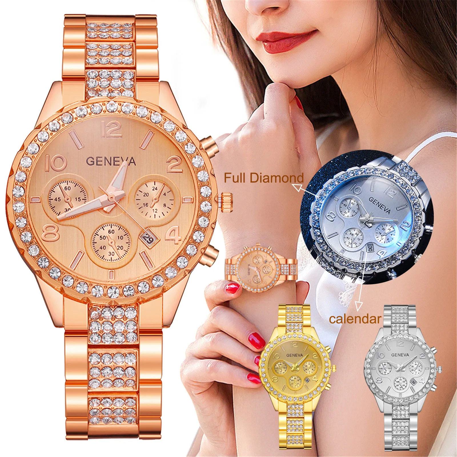 

Ms Watch Steel Diamond Quartz Analog Diamond Strip Luxurious Watch Full Women's Watch Mens Watch Band