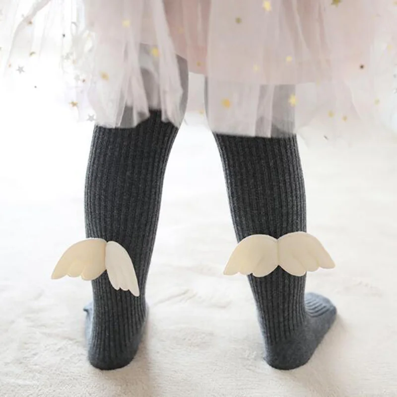 

Cute Baby Tights For Girls Angel Wings Knitted Cotton Autumn Winter Warm Children Soft Stockings Pantyhose For 0-6 Years