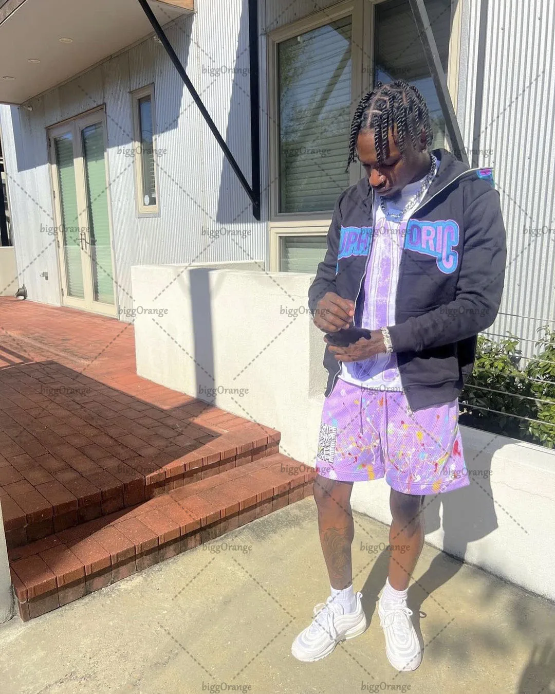 Мужская толстовка с капюшоном и принтом на молнии