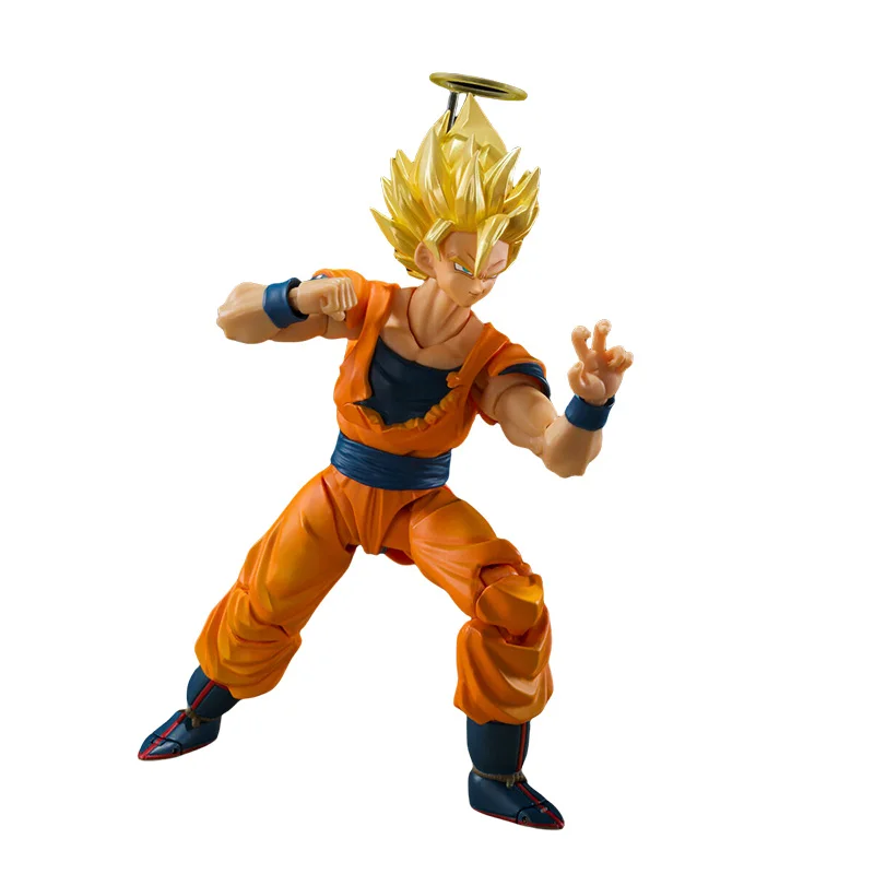 Фото Bandai натуральная SHF Dragon Ball Super Saiyan 2 Son Goku аниме фигурка суставы подвижная Коллекционная модель игрушки украшения подарок №4