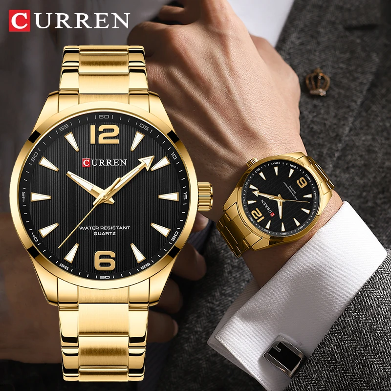 

CURREN Luxury Businss Luminous Hands Stainless Steel Men Watch Fashion Simple Waterproof Male Clock Casual Quartz Man Wristwatch