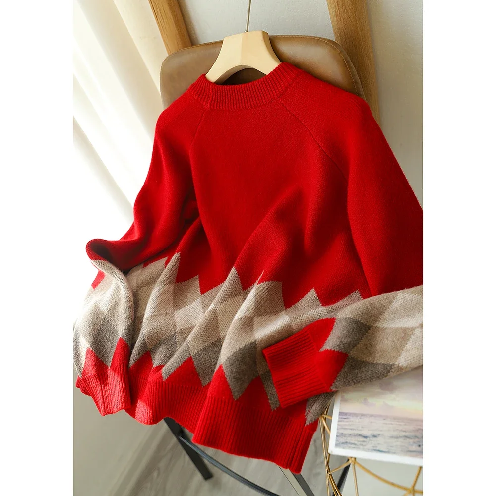 

Женский свитер с длинным рукавом, повседневный модный Свободный пуловер с круглым вырезом, Осень-зима 2023