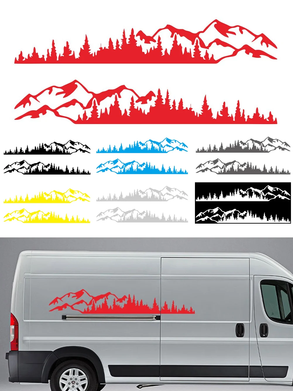 

2 шт., автомобильные виниловые наклейки с изображением горного леса