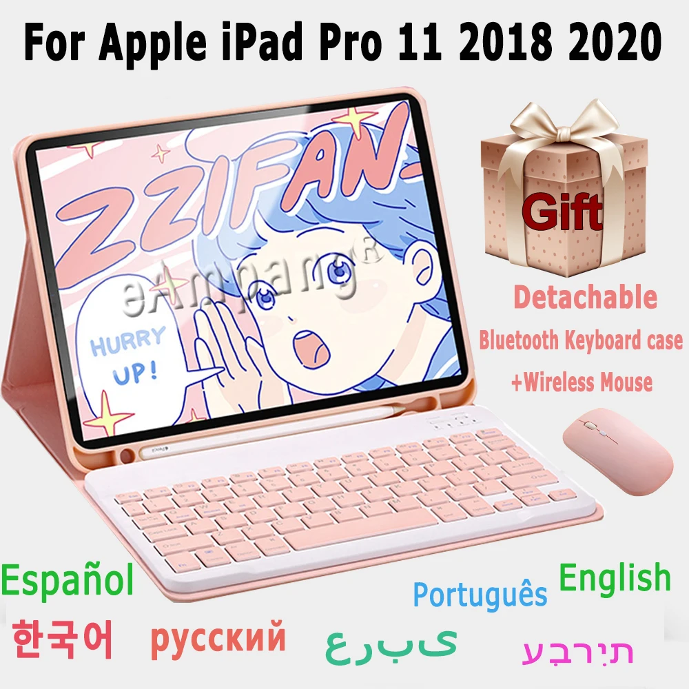 

Keyboard Case With Mouse for Apple iPad Pro 11 2020 2018 1nd 2nd Generation English Russian Spanish Korean Keyboard Case Mice