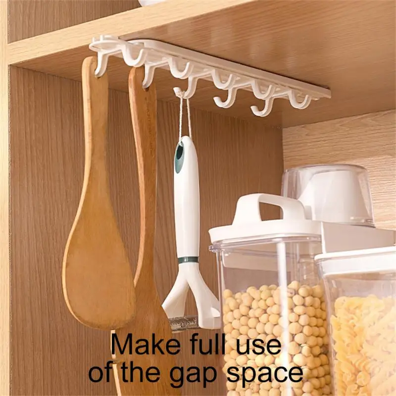 

Multi-function Inverted Hook Wardrobe Row Hook Cabinet Storage Rack Traceless Nail Free 10 Hooks Multi-function 10 Hooks