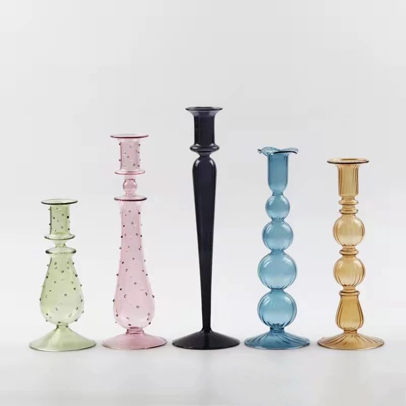 Creative Glass Candlestick French European Wedding Decoration Retro Candlestick Ornaments Candle Utensils Home Ornaments