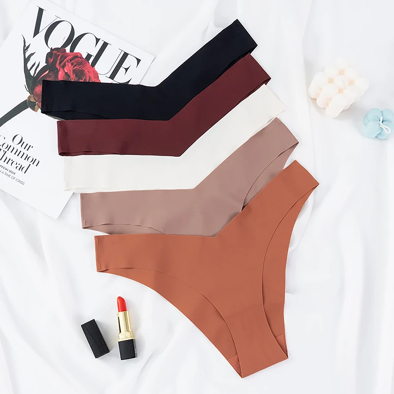 

Women Panties Sexy V-shaped Low-Waist Underpants Briefs Seamless Solid Color Female Underwear Soft Lingerie 2PCS/Set Intimates