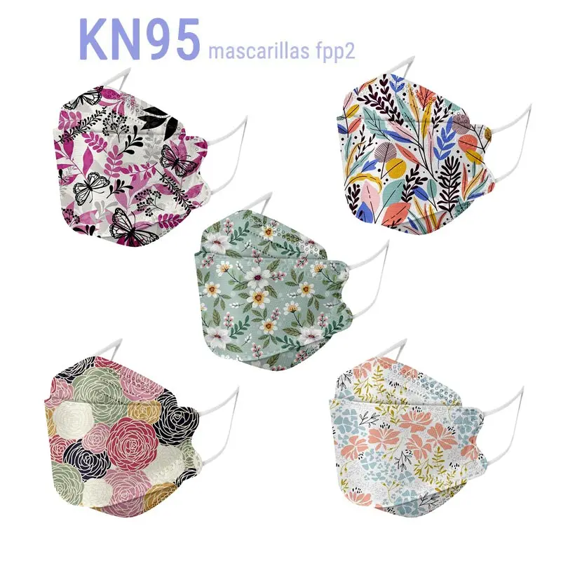 

Mascarillas Fpp2 Adult Face Mask Ffp2 4d Floral Print Four Layers with Meltblown Safety Protection Mascarilla Kn95 Willow Mask