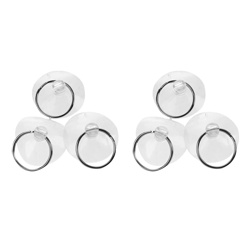 

6 Pcs Clear Soft Plastic 3.5Cm Dia Suction Cup Key Ring Keyring