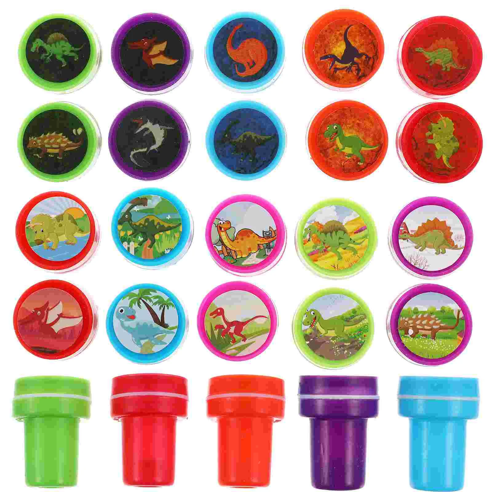 

20 Pcs Children's Stamp Toy Self-Ink Stamps Mini Plastic Animals Cartoon Stamper Colorful Dinosaur Japanese Korean
