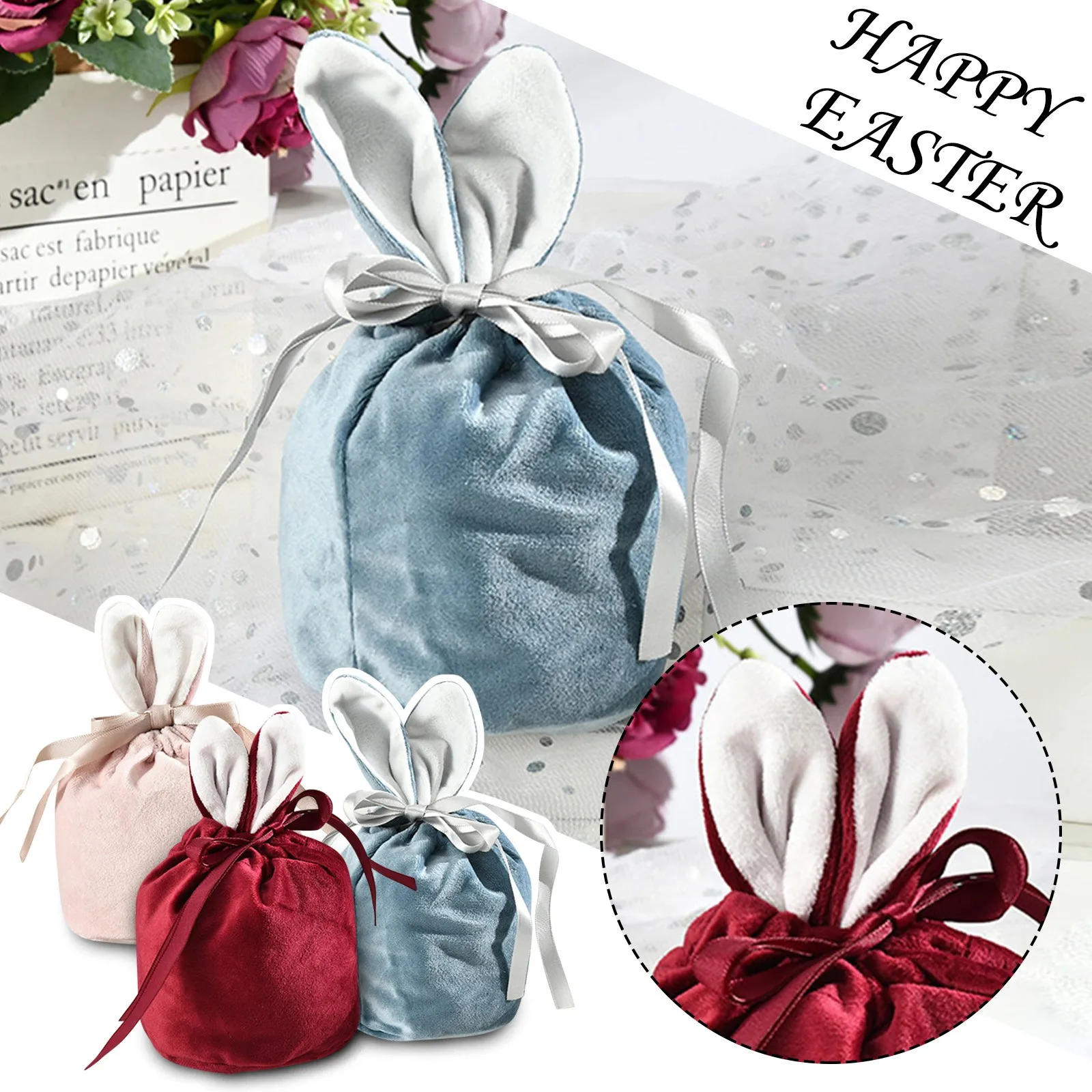 Бархатные пакеты для упаковки подарков в виде кролика на День святого Валентина |