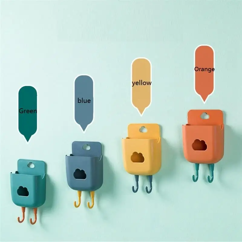 

Double Layer Wall Mounted Organizer Box Punch Free TV Remote Control Storage Phone Plug Wall Holder Charging Multifunction Hooks