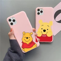 cute winnie the pooh phone case for iphone 13 12 11 pro max mini xs 8 7 6 6s plus x se 2020 xr matte candy pink silicone cover