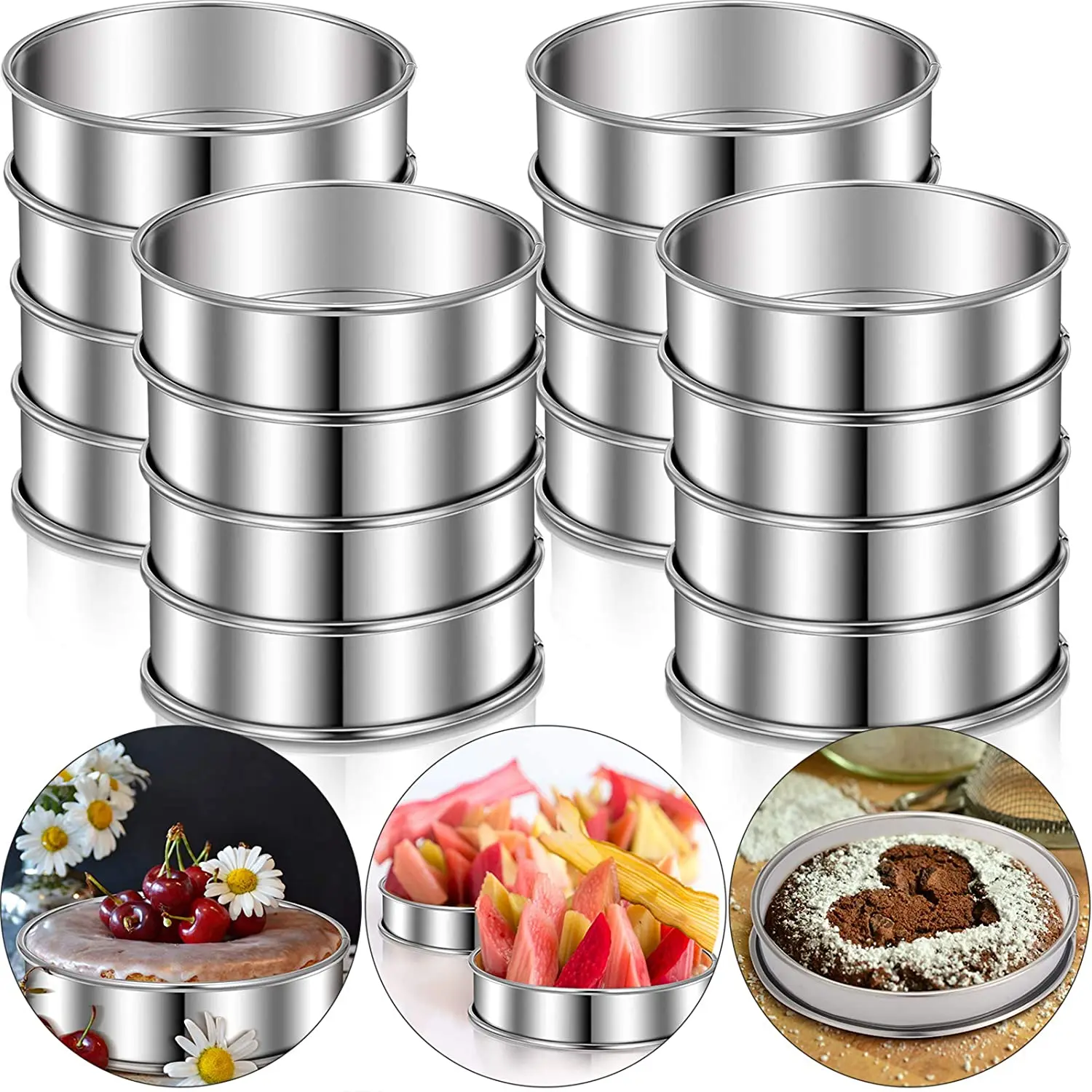 

16 pieces english muffi rings crumpet rings double rolled tart rings stainless steel muffi rings round muffi tart ring molds for