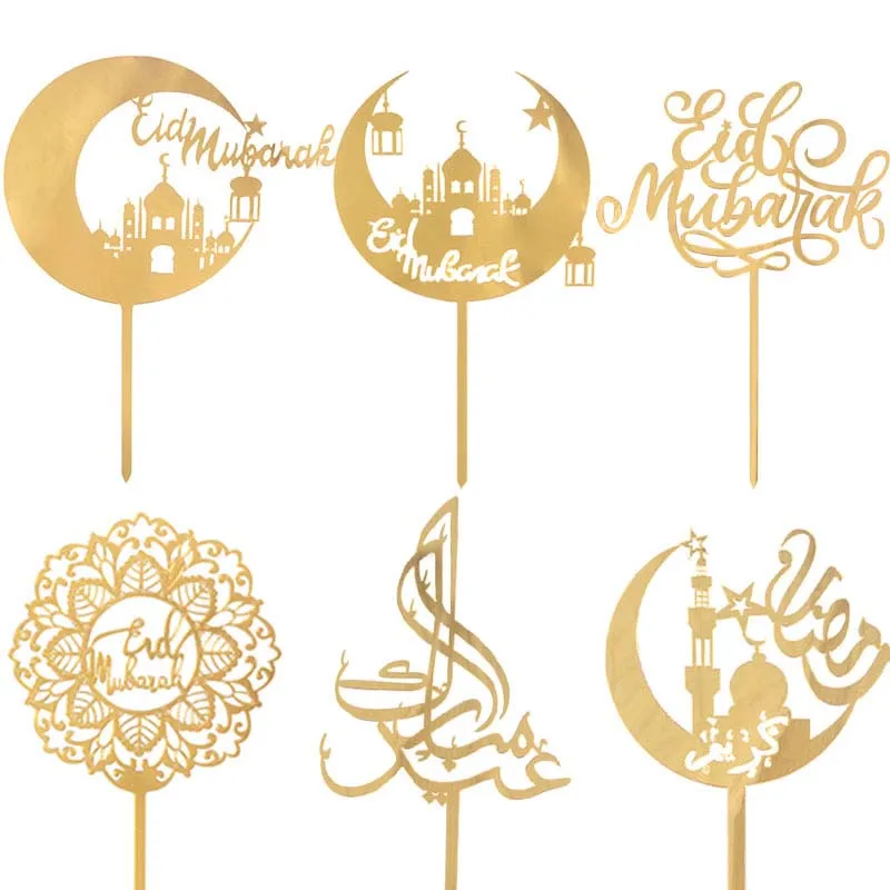 

Eid Decoration Gold Acrylic Cake Topper Eid Mubarak Cupcake Topper Islamic Muslim Party Ramadan Mubarak Kareem Cake Decorations