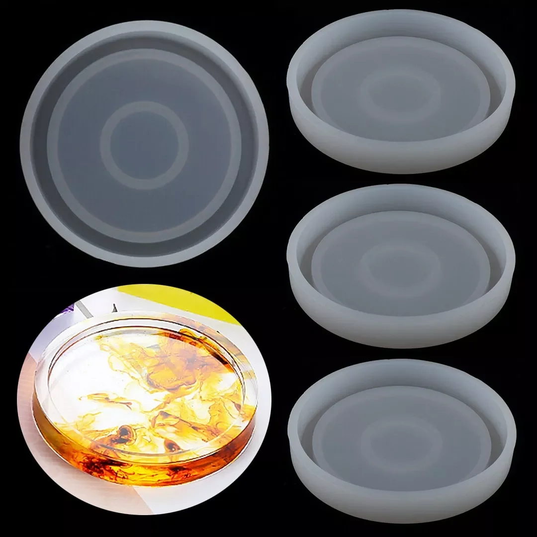 

4pcs Circular Cup Pads Round Silicone Coaster Resin Casting Molds Flexible Flat Plate Coaster Jewelry Making Mould
