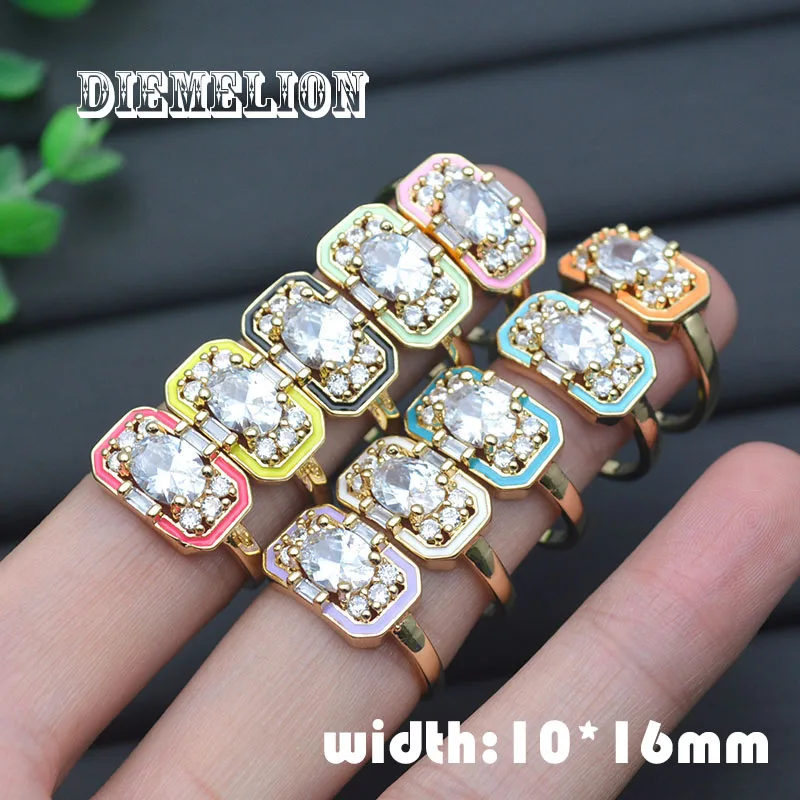 

10pcs/Lot High Quality Micro Pave Zircon Band Rainbow Candy Colors Cuff Ring Fashion Neon Enamel Dripping Oil Opening Jewelry