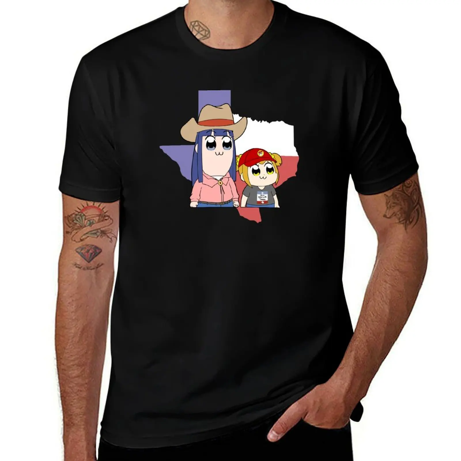Фото Футболка Popuko and Pipimi Visit Texas, базовая модель с короткими рукавами для повседневной носки №1