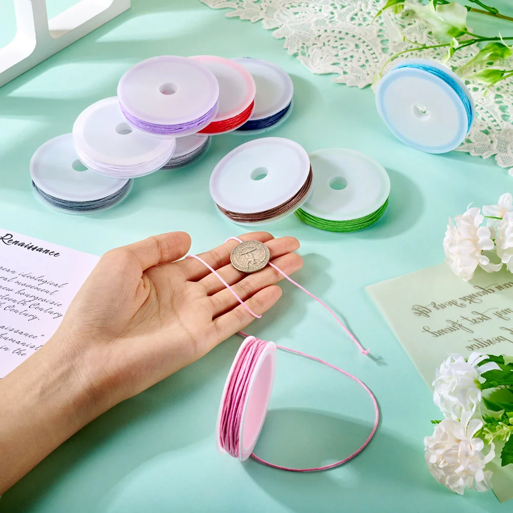 6 8 м/рулон 1 мм вощеные хлопковые шнуры многослойный круглый шнур макраме для