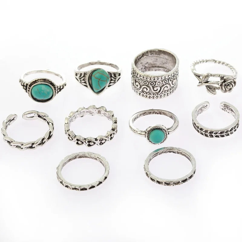 Vintage Totem Flower Turquoise 10-Piece Knuckle Combination Rings Gifts Jewelry Wholesale
Vintage Totem Flower Turquoise 10-Piece Knuckle Combination Rings Gifts Jewelry Wholesale
