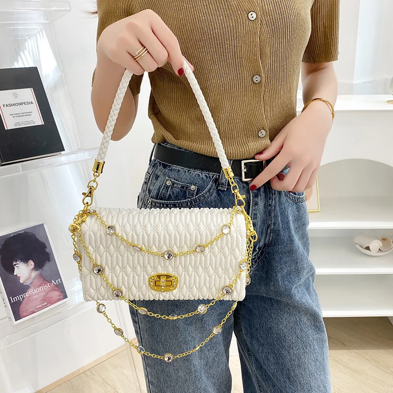 Кожаные сумки высокого качества для женщин, новая модная роскошная сумка через плечо с плиссированной цепочкой, Женский дизайнерский кошел...