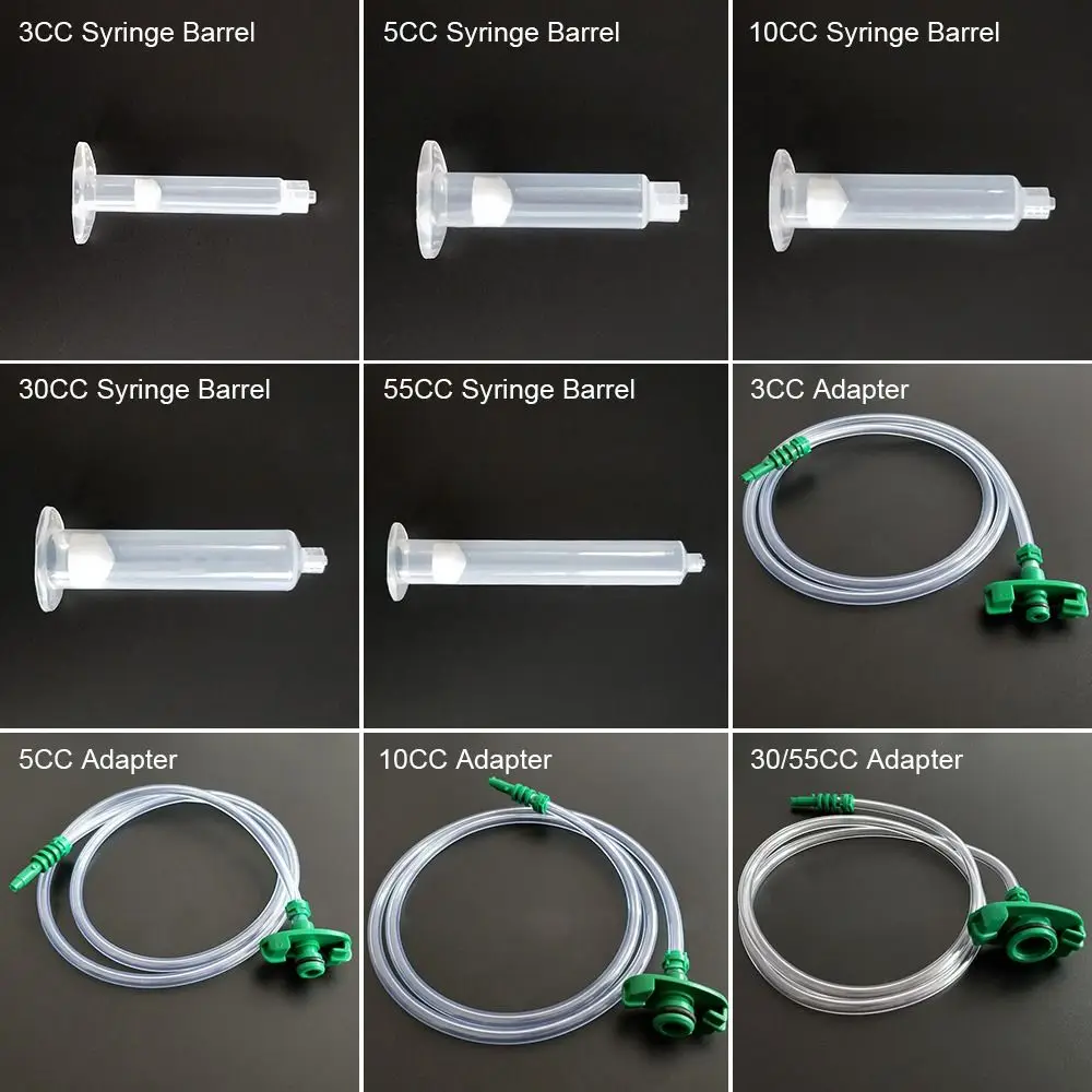 Фото Дозатор жидкости для клея 3cc 5cc 10cc 30cc 55CC Helix Luer Lock Насадки Адаптер Шприц Бочка Игла Насадка для дозирования клея №5