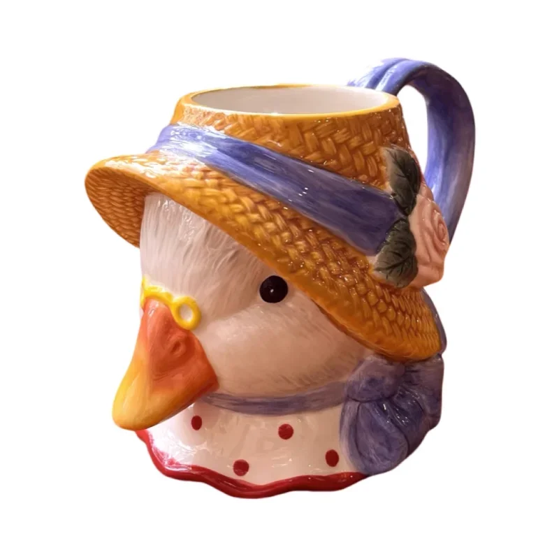 Креативная керамическая чашка с изображением гуся 500 мл большая емкость бытовая