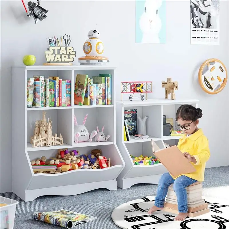 

Детский дневной столик Wfs, деревянный органайзер для игрушек, 5 ящиков, детский белый книжный шкаф, игрушечная сундук, спальня, гостиная