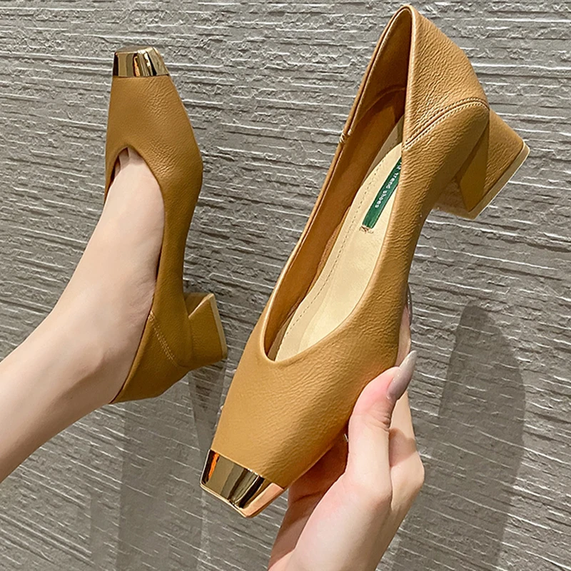 

Sweets Sandals Mid Heels Women Shallow Shoes 2023 New Summer Fashion Square Toe Sexy Party Dress Flip Flops Slides Mujer Zapatos