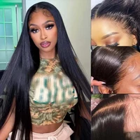 human hair 13x4 hd transparent lace front wigs for women silky straight lace frontal human hair wigs pre plucked with baby hair