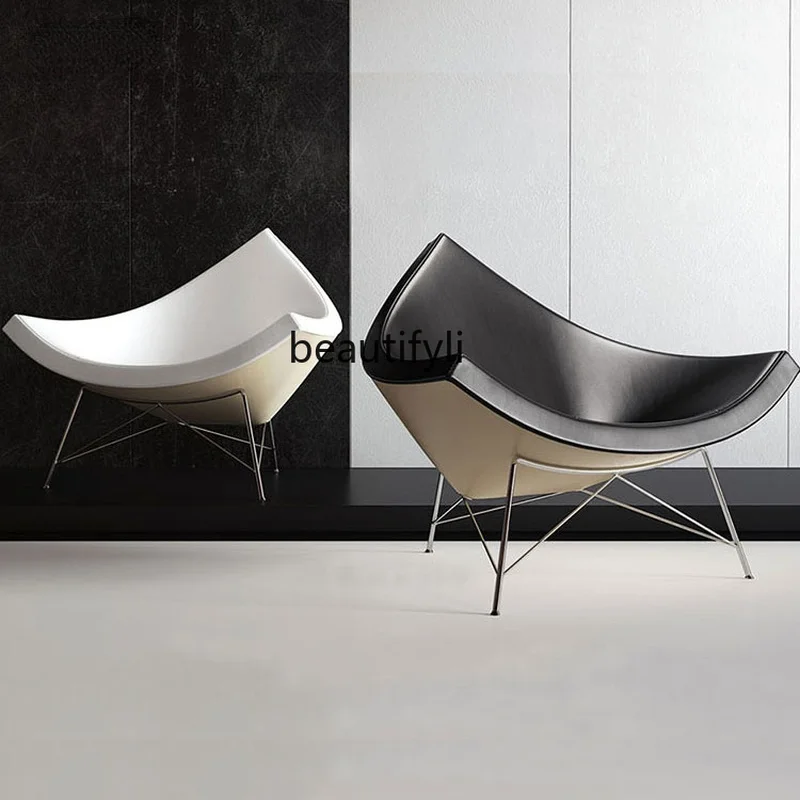 

GY Customized Nordic Living Room Leather FRP Couch Creative Office Hotel Leisure Triangle Coconut Chair