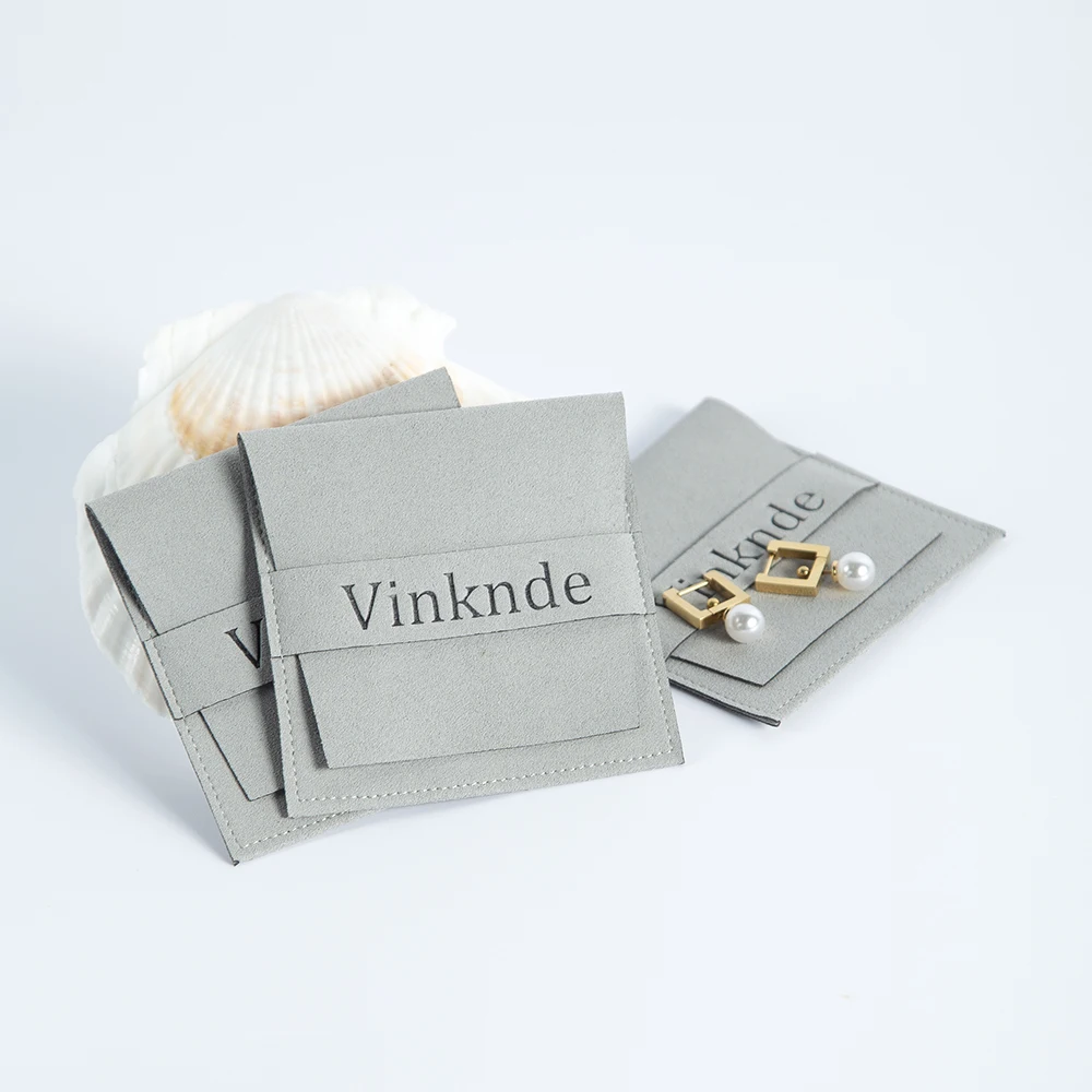 100pcs/Lot Gray Microfiber Small Gift Bags Custom Logo 12x12cm Jewelry Rings Earrings Organizer Pouch Wedding Favor Candy Bag