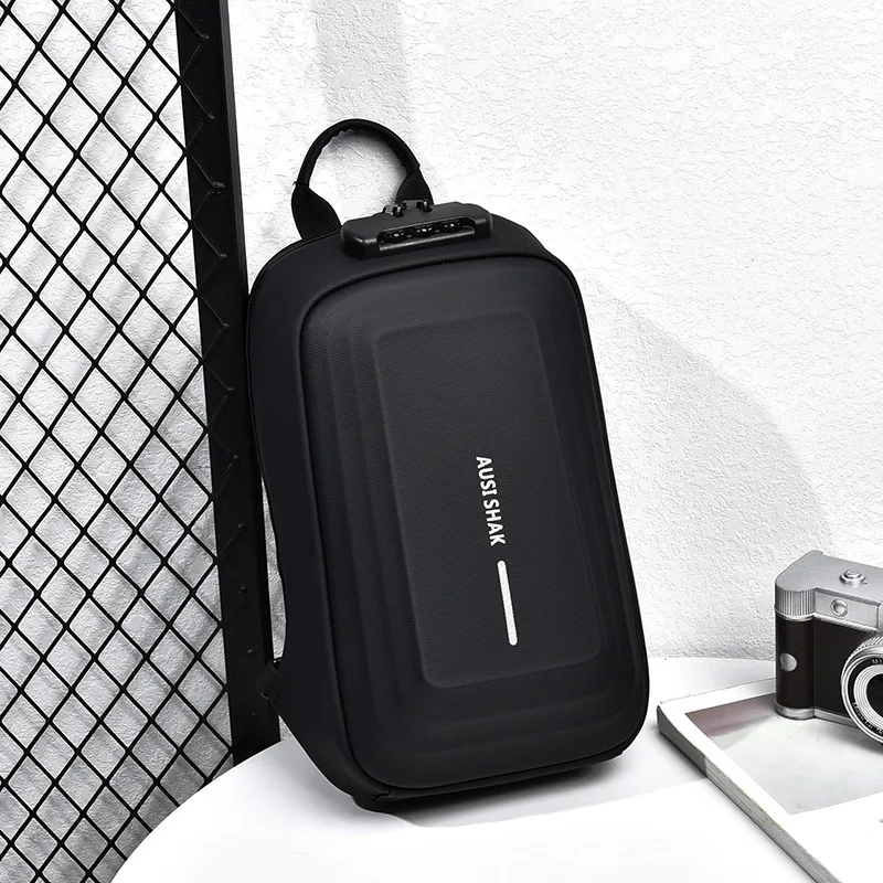 New Business Casual Men's Bag Hard Shell Motorcycle Men's Chest Bag Fashion Trend Skew Straddle Bag Men's One Shoulder Chest Bag