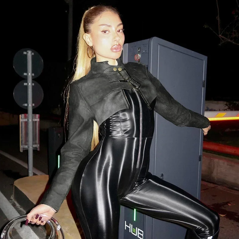 Куртка из искусственной кожи женская осенне-весенняя куртка с