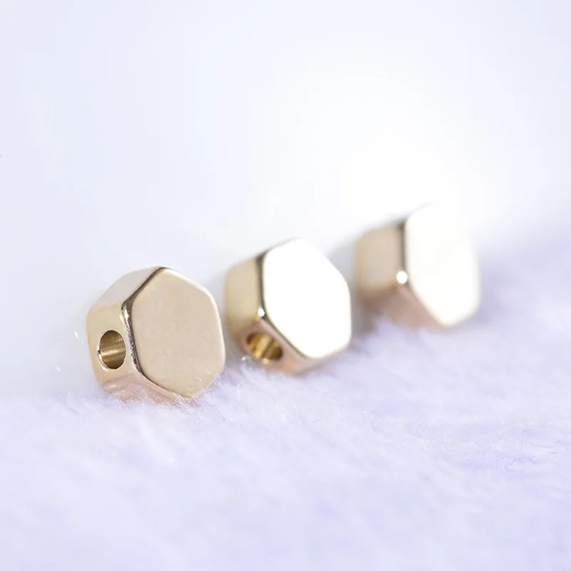 100pcs smooth bead insulation accessories gold 5mm copper beads with 1mm diameter bracelet | Charms