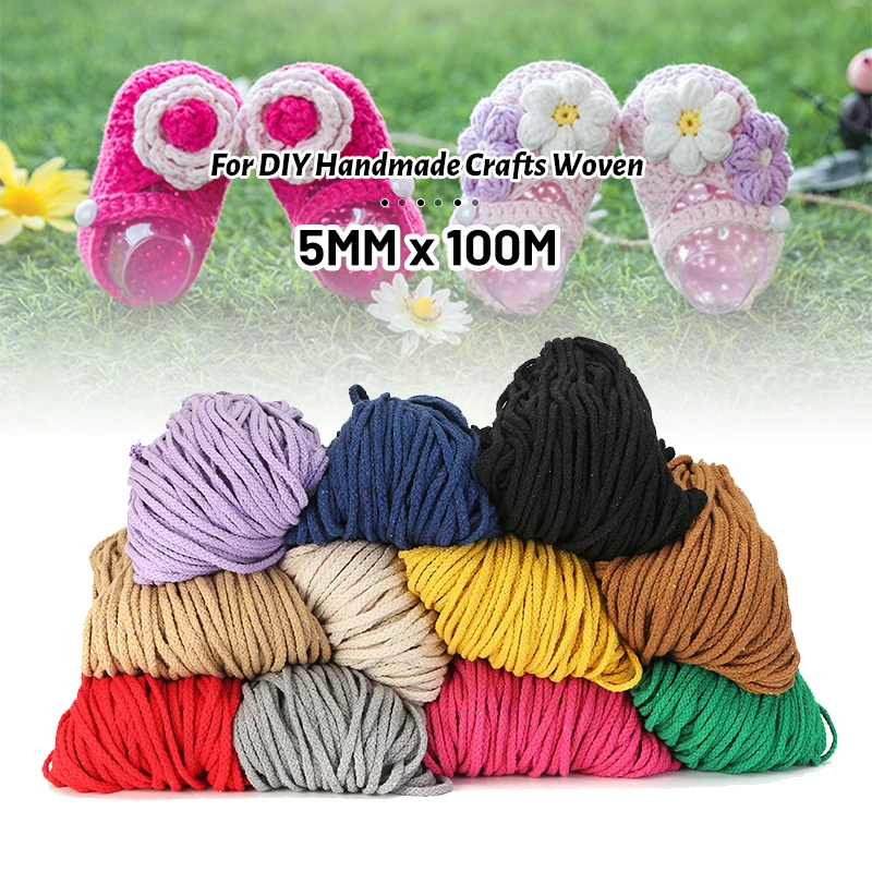 

11 Color 100M 5mm Cotton Twisted Rope Macrame Cord Thread DIY Handmade Craft Woven String Braided Wire Home Wedding Decor