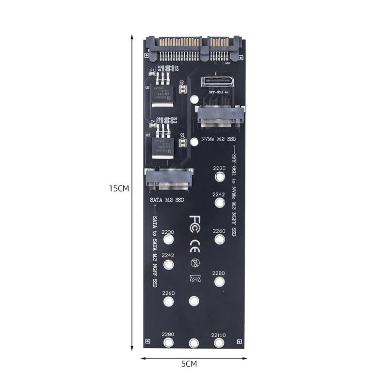 Адаптер M2 SSD M.2 SATA B Key к + NVME M to SFF-8611 Oculink расширения карты Riser для 2230 2242 2260 NGFF