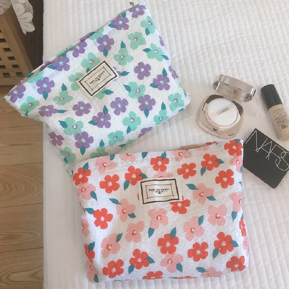

2022 Floral Women's Cosmetic Case Bag For Makeup Zipper Travel Toiletry Bag Make Up Brushes Organizer Pouch School Pencil Case