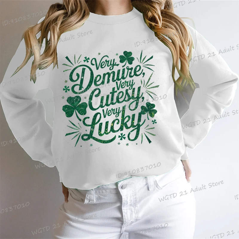 Белый хлопковый свитшот Happy Clover Unisex