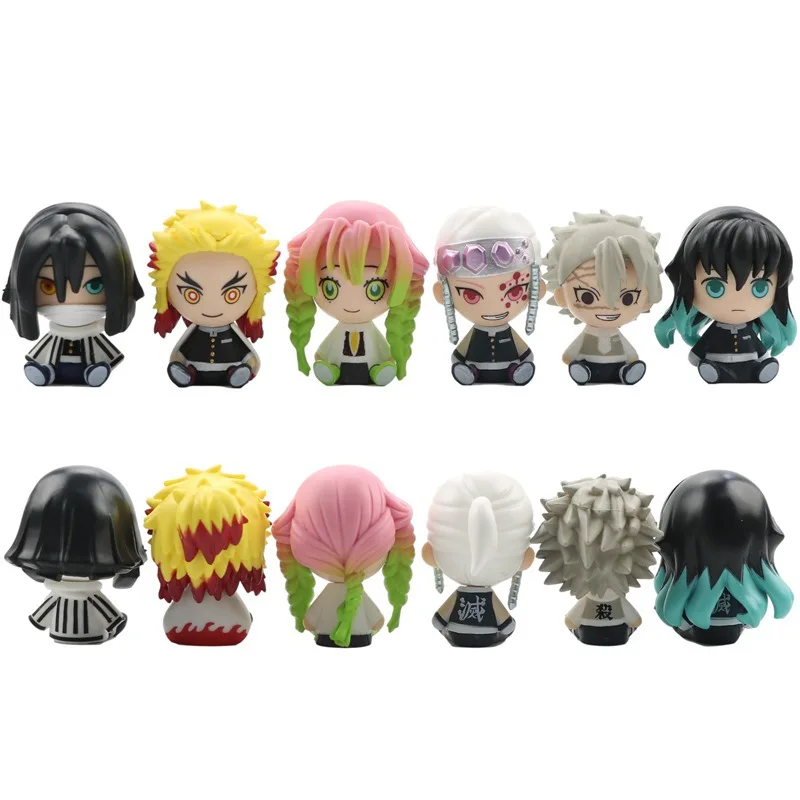 

6Pcs/set Q Version Demon Slayer Sitting Ghost Doll Tanjiro Nidouzi Inosuke Zenizu Figure Action Figure Model Toys Doll