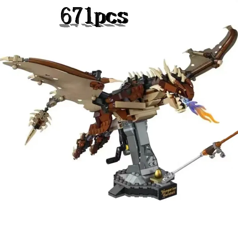 

new 76406 Magic World Movies Building Blocks Hungarian Horntail Dragon Model 671Pcs Bricks Education Toys for Kids Gifts