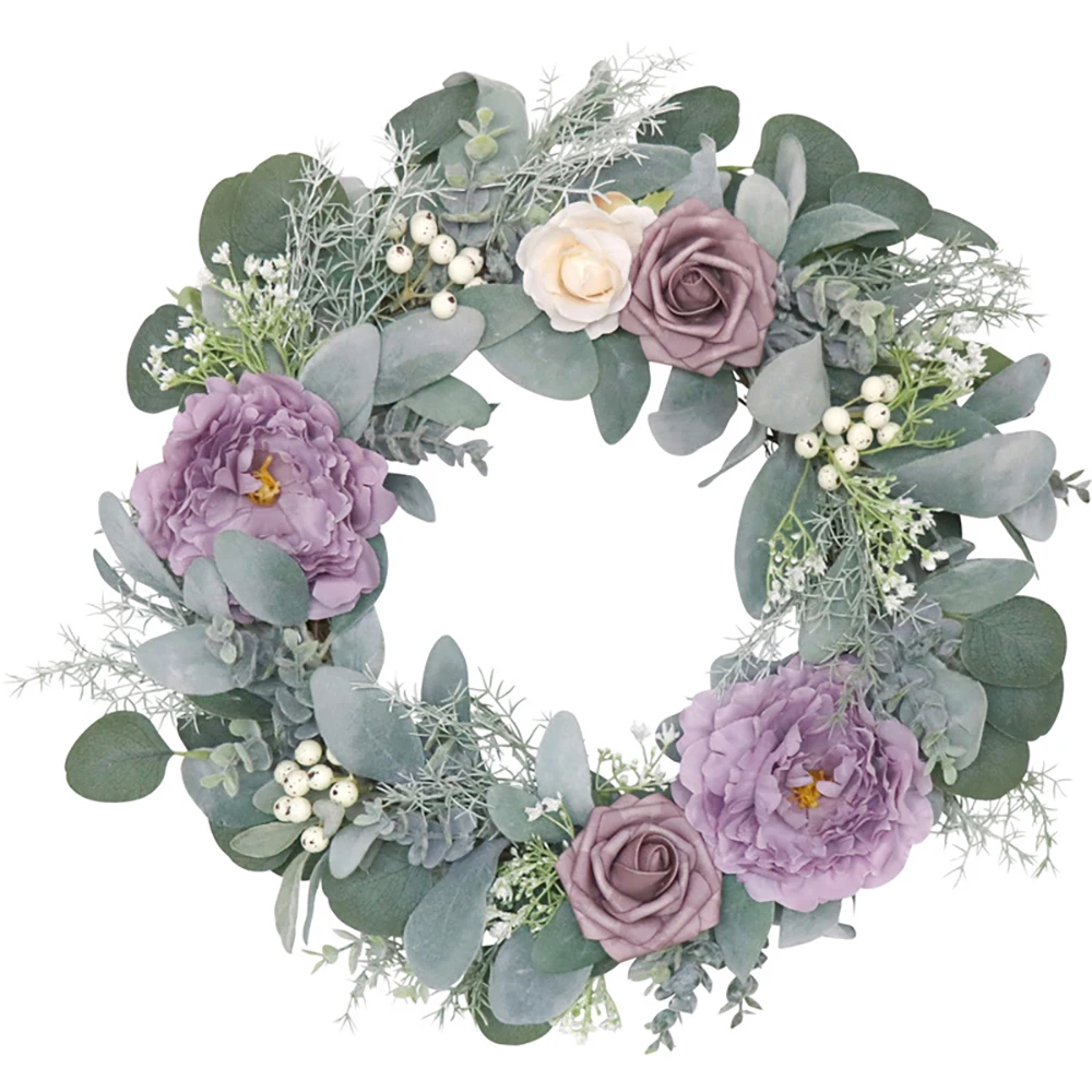 

Spring Wreath Artificial Rabbit Ear Leaf Wreath For All Seasons Round Wreath For Front Door Farmhouse Wall Window Decor