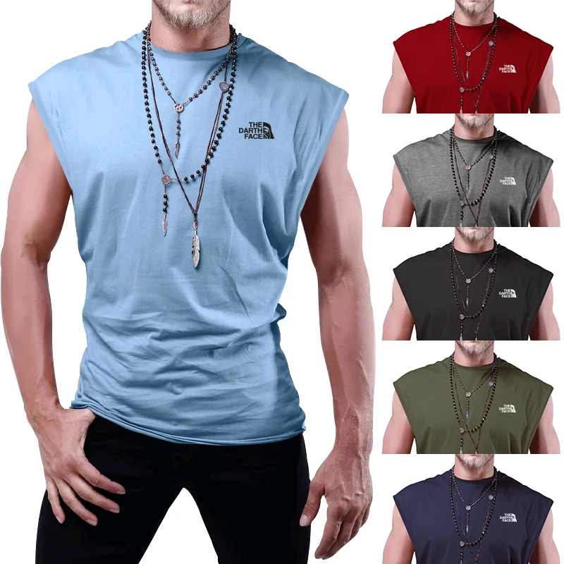 

Футболка мужская без рукавов, молодежная Повседневная Свободная однотонная тонкая майка, лето