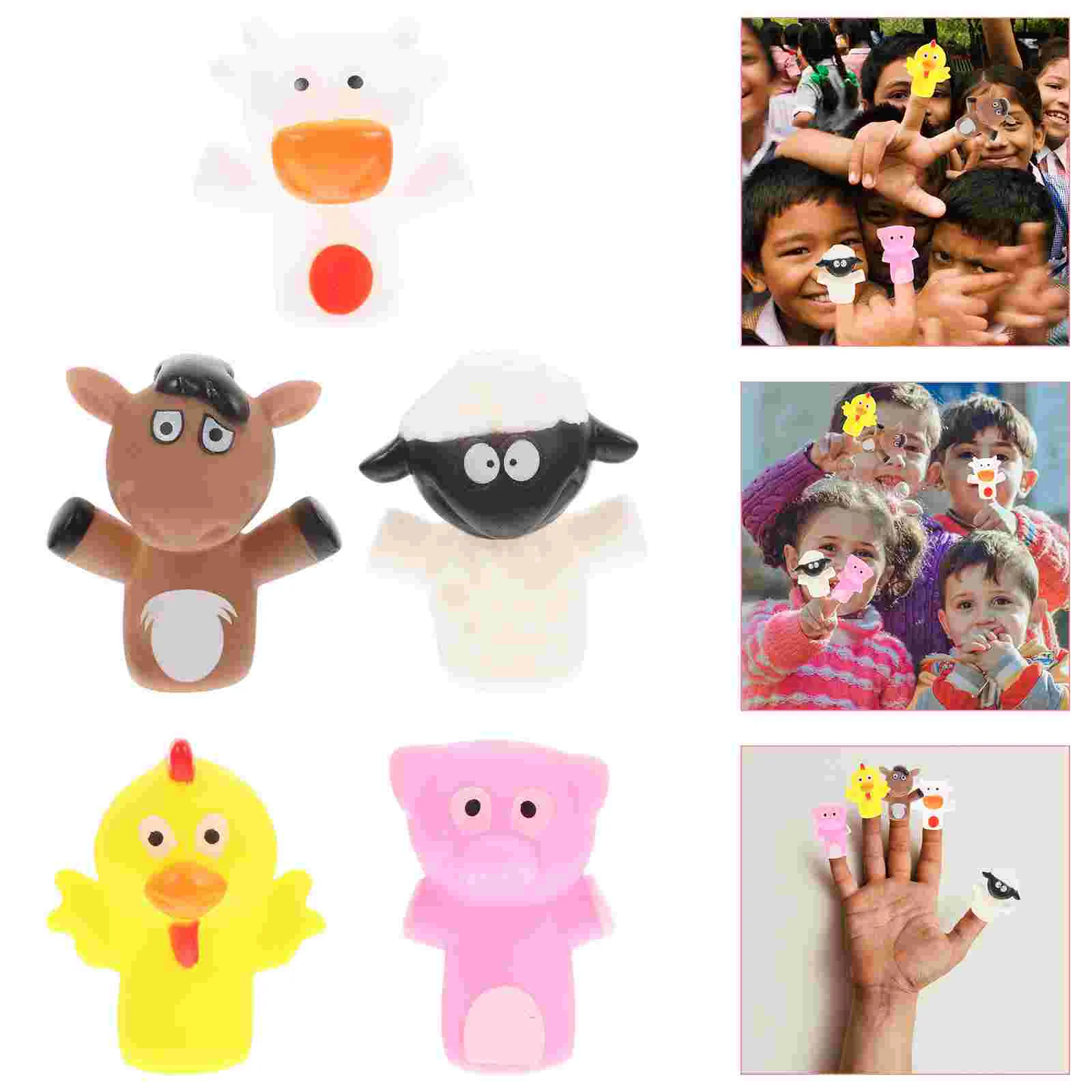 

Finger Puppet Puppets Hand Toys Animal Story Kids Toy Cartoonplush Telling Toddlers Party Miniaturefarm Horse Rubber Cow Glove