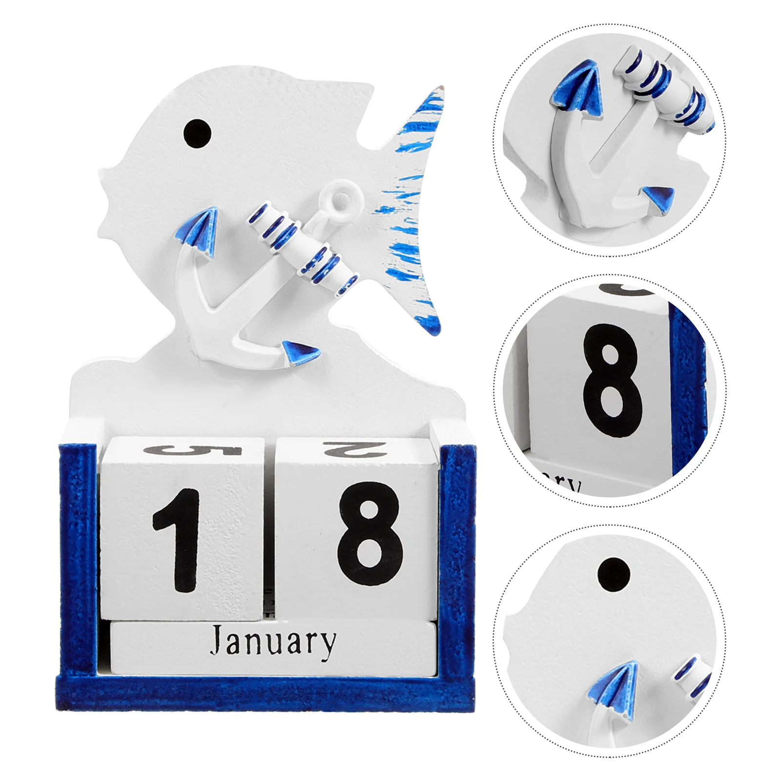 

Wooden Calendar Decorative Table Desk Perpetual Home Trinkets Block Blocks Ornaments